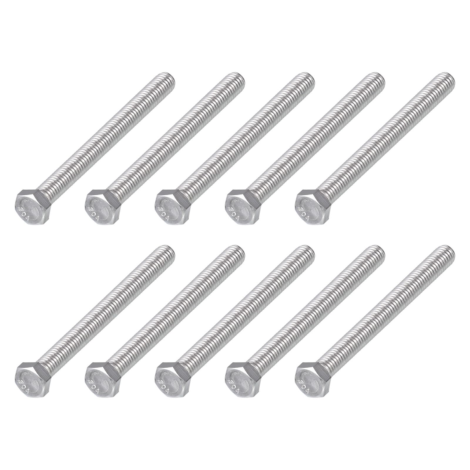 METALLIXITY Hex Head Bolts (3/8-16 x 4") 20Pcs, 304 Stainless Steel 18-8, Fully Threaded, External Hex Drive, Plain Finish, Hex Head Screw Bolt, Silver — image 1