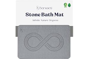 BERXOETI Stone Bath Mat, Diatomaceous Earth Bath Mat Stone - Ultra Quick Drying Stone Bath Mat | Non-Slip, Dry Fast Solid Super Absorbent Stone Bath Mats for Bathroom, Stone Shower Mat (Graphite - Infinity)