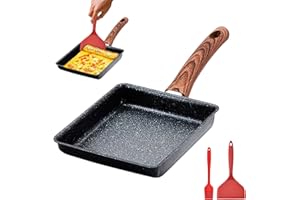 Japanese Omelette Pan,Tamagoyaki Egg Pan,Nonstick Tamagoyaki Pan,Retangle Small Frying Pan with Silicone Spatula & Brush