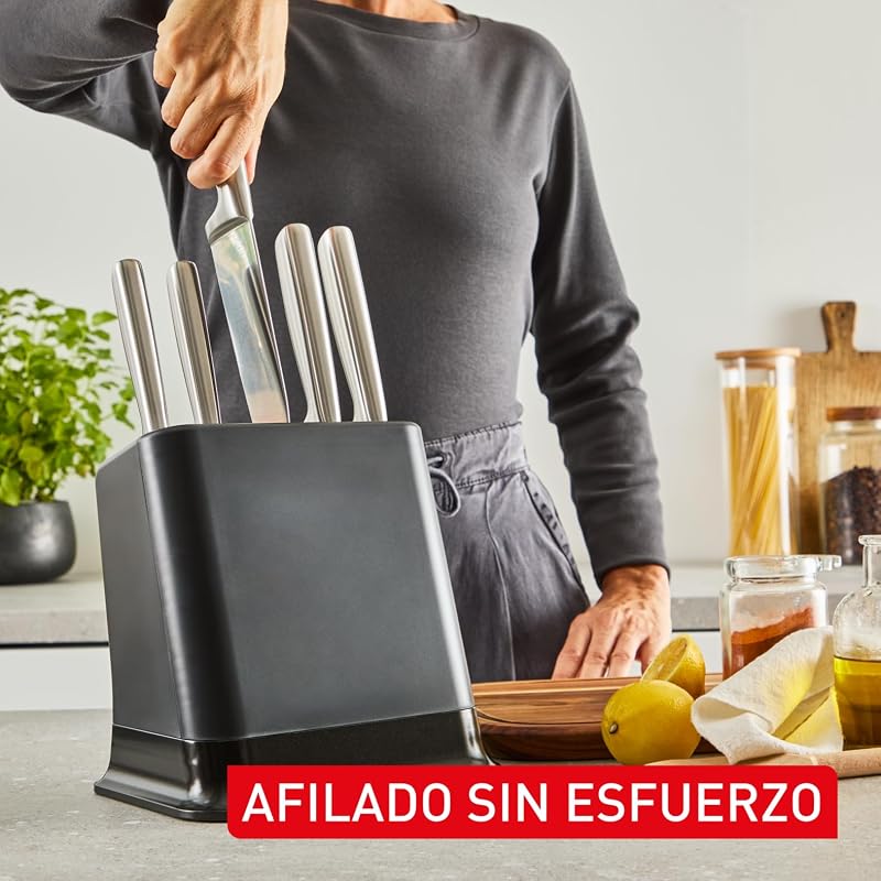 EverSharp, Set de 5 cuchillos, Bloque con afilador, Acero Inoxidable, Afilado duradero, K2976S04