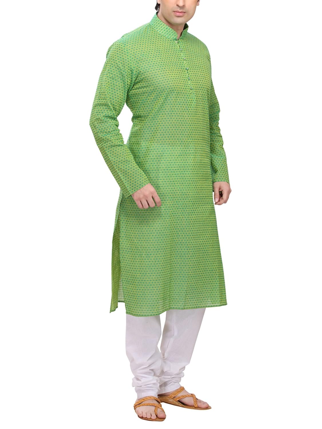 rg designers men's cotton kurta pyjama set green