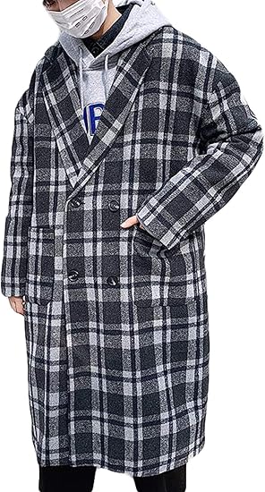 Amazon Bscoolダッフルコート メンズ チェック柄 ロングコート ゆったり オーバーコート 韓国ファッションチェスターコート 冬 通勤 通学 アウター コート ジャケット 通販