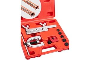 Clatoon Brake Line Double & Single Flaring Tool Kit with Tubing Cutter, Brake Line Repair Kit for Copper, Aluminum, Brake Line and Brass Tubing, Flare Tool kit Includes 5 Adapters, 45 Degrees