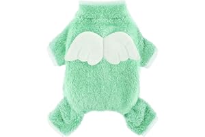 DOSUYI Puppy Clothes Small Dog Sweater Fleece Dog Pajamas Small Sized Dog Angel Wings Dog Winter Pjs Clothes for Small Dogs Girl Boy, Dog Onesie Outfits for Chihuahua Clothes Yorkie Pet Jumpsuit, Cat Apparel