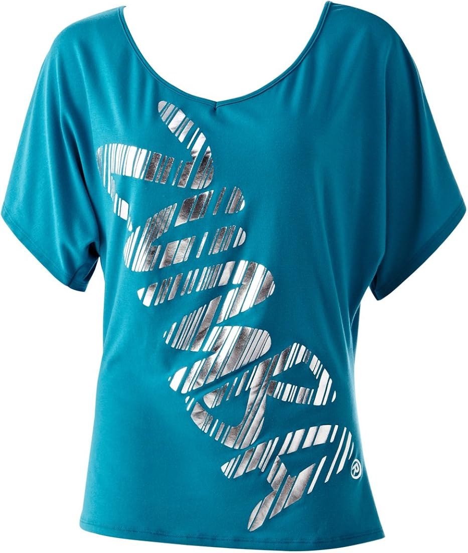Zumba Fitness Women's Pacific Fancy Top, Waterfall, Medium/Large Clothing