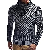 Leif Nelson Men’s Knitted Pullover | Long-Sleeved Slim fit Shirt | Basic Sweatshirt with Shawl Collar and Faux Leather