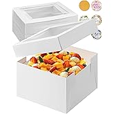 AZLTC Cake Boxes 10x10x8 Inch White with Window, Bakers Bread Box Containers for Dessert, Pastry, Cookie, Bento, Birthday, Wedding, Cake Decoration Supplies for bakery or Gift Giving (10X10X8)