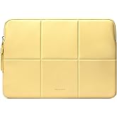 Comfyable Slim Laptop Sleeve 13 Inch 14 Inch Compatible for MacBook Air 13" M4 2025, MacBook Pro 14" M5 2025, Quilted Faux Leather Laptop Carrying Case, Mustard Yellow