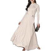 KOH KOH Womens 2026 Long Sleeve Elegant Pockets Fall Winter Evening Maxi Dress Gown