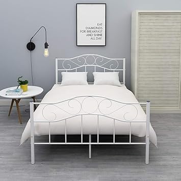 White Metal Headboard And Footboard