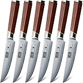 HOSHANHO Steak Knives Set of 6, Ultra Sharp 4.5 Inch Professional Non Serrated Steak Knife Set for Precise Cutting, Japanese High Carbon Steel Steak Knife with Ergonomic Handle
