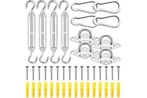 44pcs Sun Shade Sail Hardware Kit for Triangle Square Rectangle Sun Shade Sails Installation, M6 Stainless Steel Sun Shade Sa