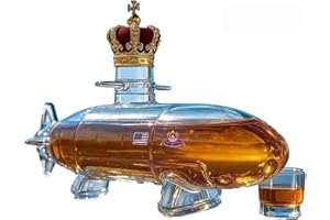 300ML Mini Whiskey Decanter Bottle, 3D Submarine Shaped Whiskey Decanter Figurine, Novelty Handmade Glass Wine Bottle Sculptu