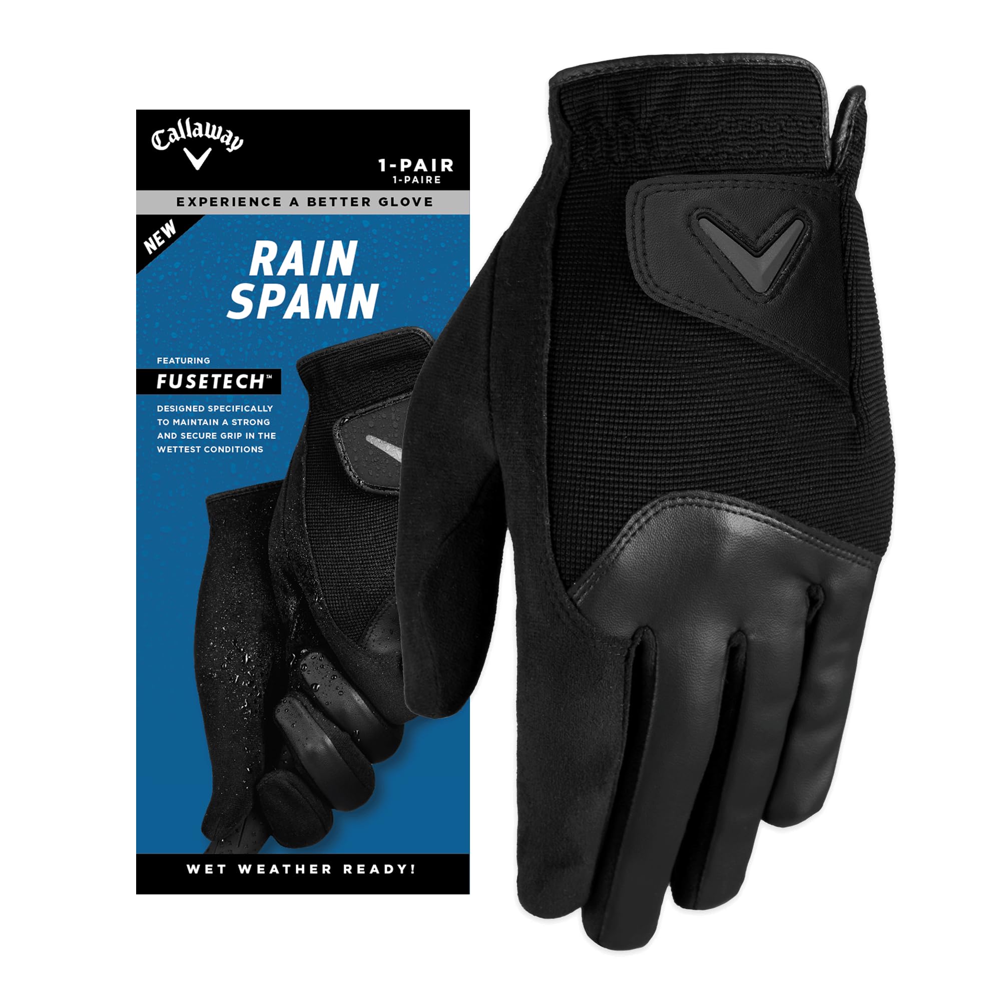 Callaway Golf RainSpann Men's Wet Weather Golf Gloves (Two Pack), XL