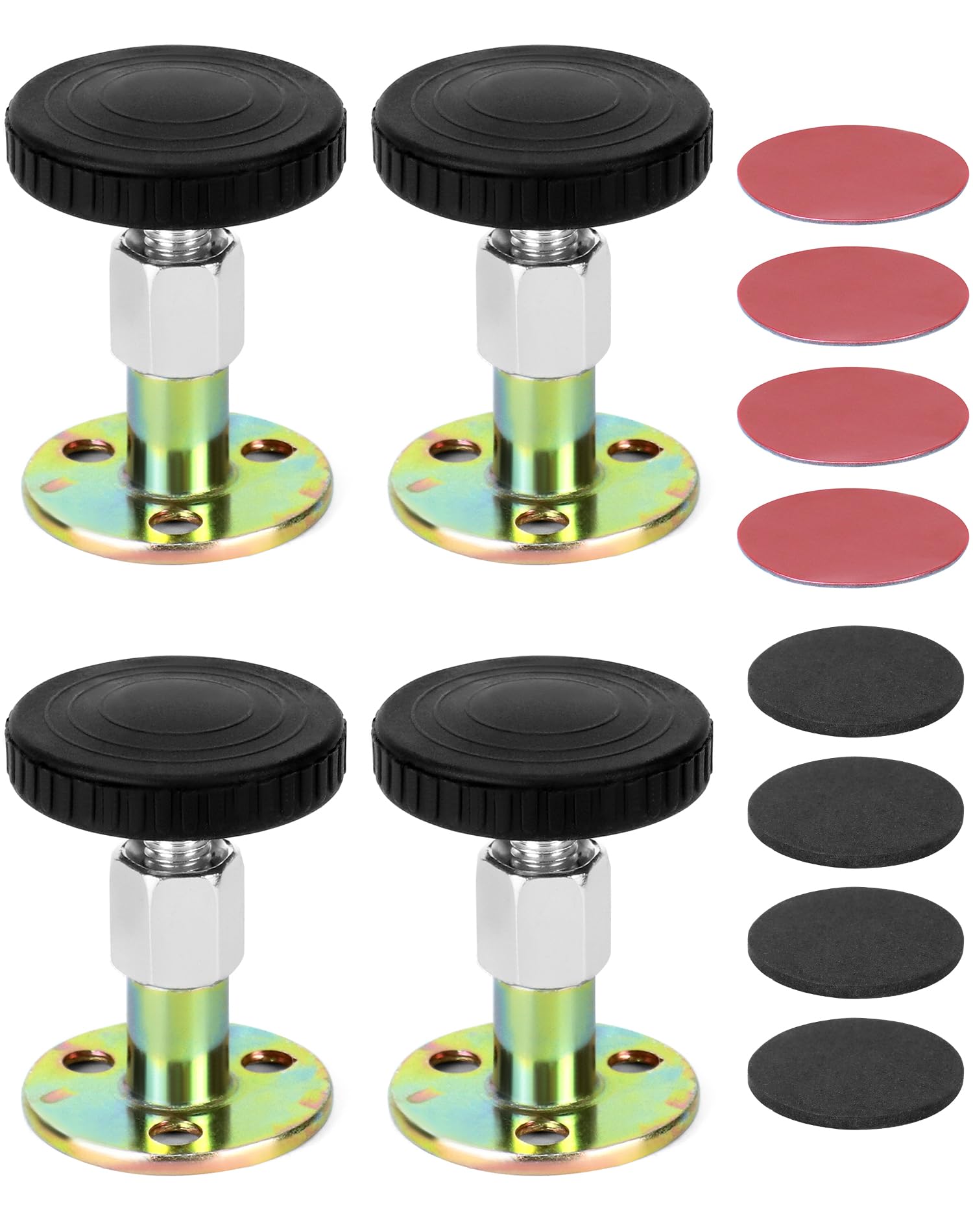 QWORK® 4 Pcs Adjustable Anti-Shake Bed Stoppers Set, Headboard Stabilizer with Shock Absorbing Cushions, Noise Reduction Furniture Stoppers for Beds, Wardrobes, Desks, Sofas (47-64mm)