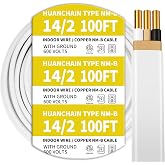 HUANCHAIN Indoor 14/2 W/G NMB Wire White 100FT Non-Metallic Sheathed Cable | 100FT NMB Cable White14 AWG 2 Conductors 600V Indoor Non-Metallic Sheathed Cable, Suitable for Exposed and Concealed Wiring