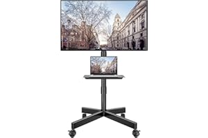 BONTEC Mobile TV Stand with Tilt Function, Rolling TV Cart for 23-60" LED, LCD, OLED TVs, Holds up to 88lbs, Max VESA 400x400