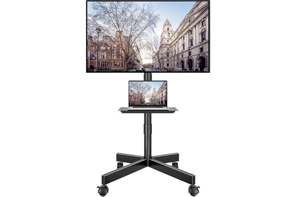BONTEC Mobile TV Stand with Tilt Function, Rolling TV Cart for 23-60" LED, LCD, OLED TVs, Holds up to 88lbs, Max VESA 400x400
