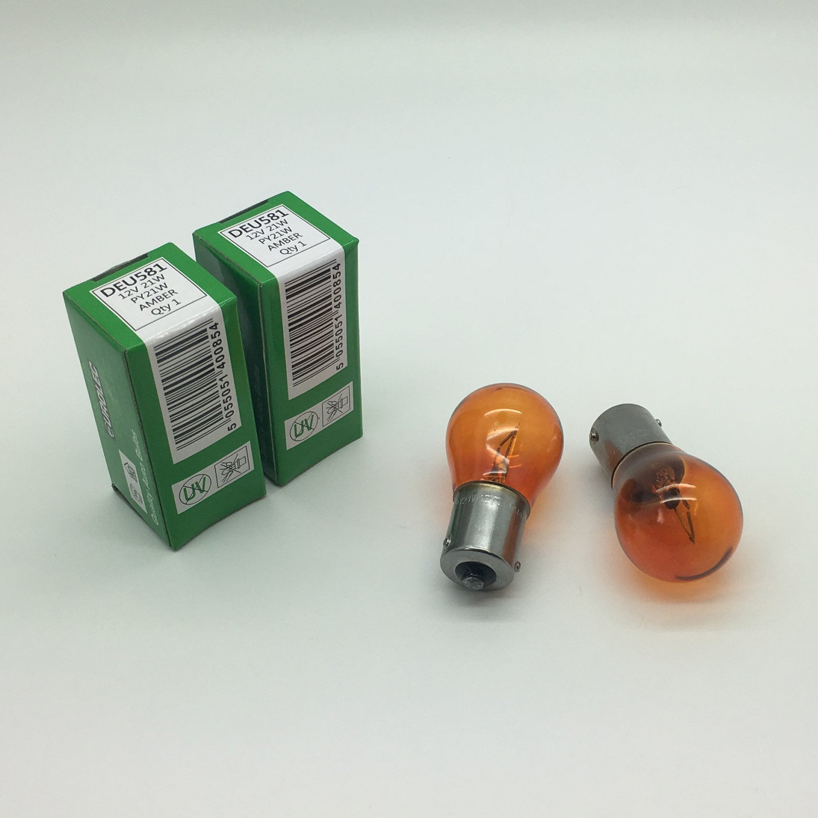2 x Eurolec 581 PY21W BAU15S Amber Front & Rear Indicator Car Light Bulb 12v 21w