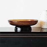 seicasaya 12” Ribbed Pedestal Decorative Bowl - Elegant Glass Centerpiece for Fruit & Decor (Amber)