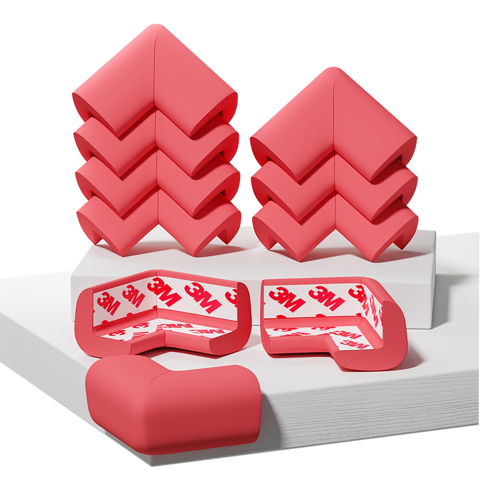 Fozobaiy Baby Corner Protectors,Baby Proofing Foam Edge Guard,Table Protectors For Kids,Suitable For Coffee Table Desk Furniture Fireplace Sharp Corners,10 Corner pads (Red)