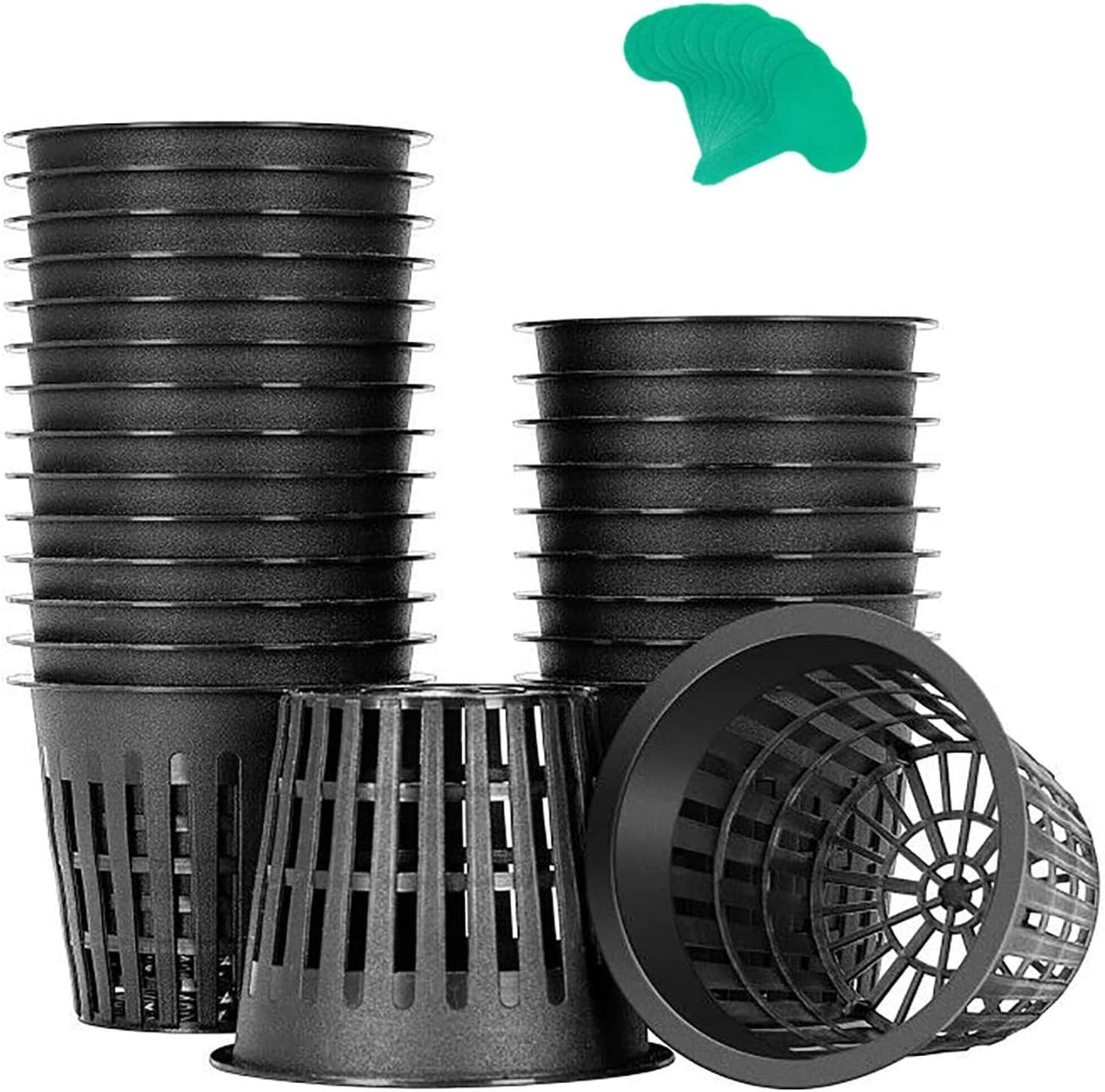VIVOSUN 25 Pack 3 Inch Net Pots Heavy Duty Net Cups with 12 Pcs Plant Labels: Garden & Outdoor