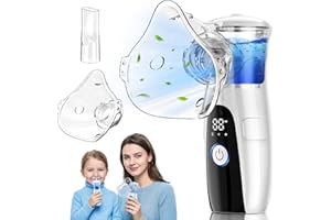 Qenaro Nebulizer,Mesh Nebulizer for Adults and Kids,Handheld Portable Nebulizer,3-level Adjustable Mist,with Digital Display 