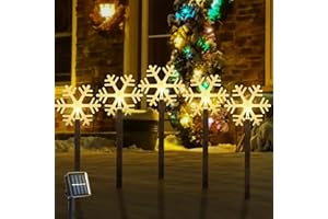SPRKLINLIN Solar Christmas Pathway Lights, 5 Pack Solar Snowflake Lights with Stake Outdoor Waterproof Landscape Lights Christmas Decorative Lights for Garden Yard Street Park Christmas Wedding