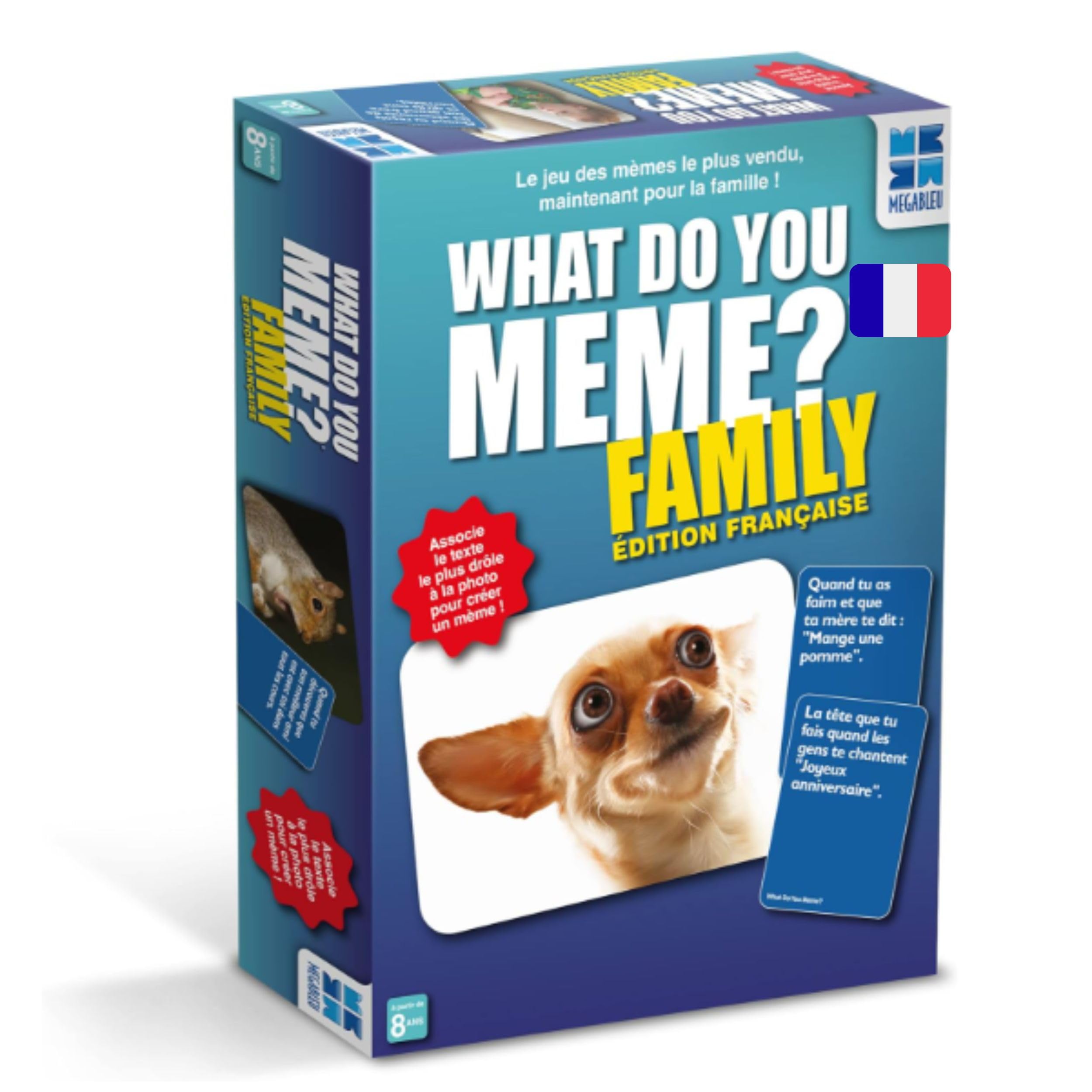 Megableu - What DO You Meme? Family Edition - Family Board Game from 8 Years - Combine Text and Images to Create Funny Memes - 365 Cards - 3 Players and More - French Version