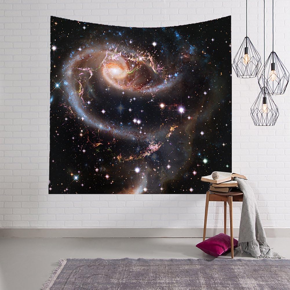 QuanCheng Nebula Tapestry Colorful Universe Galaxy and Stars Space Decor Tapestry, Bedroom Living Room Dorm Wall Hanging Tapestry Mattress Tablecloth (51" H x 60" W,Galaxy and Stars) (4-78Wx59L)