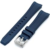 MiLTAT Wheels FKM Rubber Watch Band compatible with Orient Kamasu, Quick Release 22mm Navy Blue