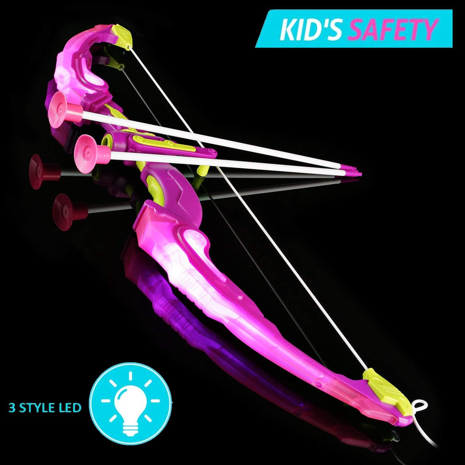 Liberty Imports Light Up Princess Archery Bow and Arrow Toy Set for Girls with 6 Suction Cup Arrows, Target, and Quiver (Pink): Toys & Games