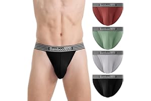 BAMBOO COOL Men's Bikini Underwear Contour Pouch Breathable Soft Mens String Bikini Briefs Tagless Mens Sexy Underwear 4 Pack