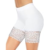 ZENUTA 1-3 Pack Lace Slip Shorts for Women Under Dresses, Seamless Anti Chafing Shorts Summer (White,M)