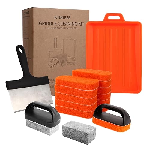 Upgraded Griddle Cleaning Kit for Blackstone 18 Pieces Flat Top Grill  Accessories Cleaner Tool Set with Scraper, Heat-Resistant Silicone Spatula  Mat