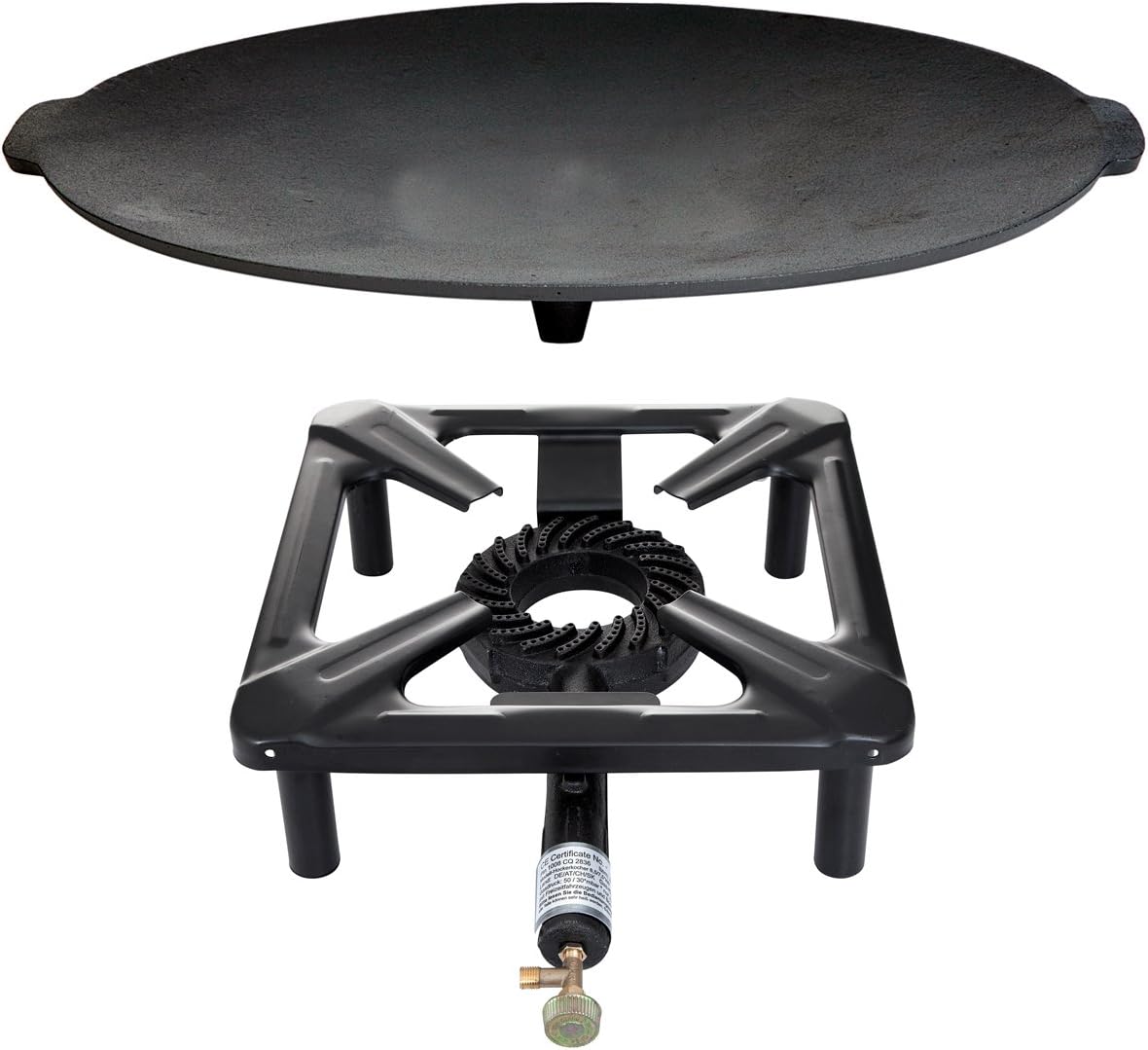 Hob without Safety Pilot with 8.5 KW power; dimensions: 30 x 30 x 15 CM and Ø 45 CM Gusseisengrillschale &Regler