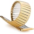 Speidel Men’s Twist-O-Flex Stainless Steel Stretch Watch Band,Gold or Silver Tone Strap in 16-22mm with Straight End or Curved End No Clasp