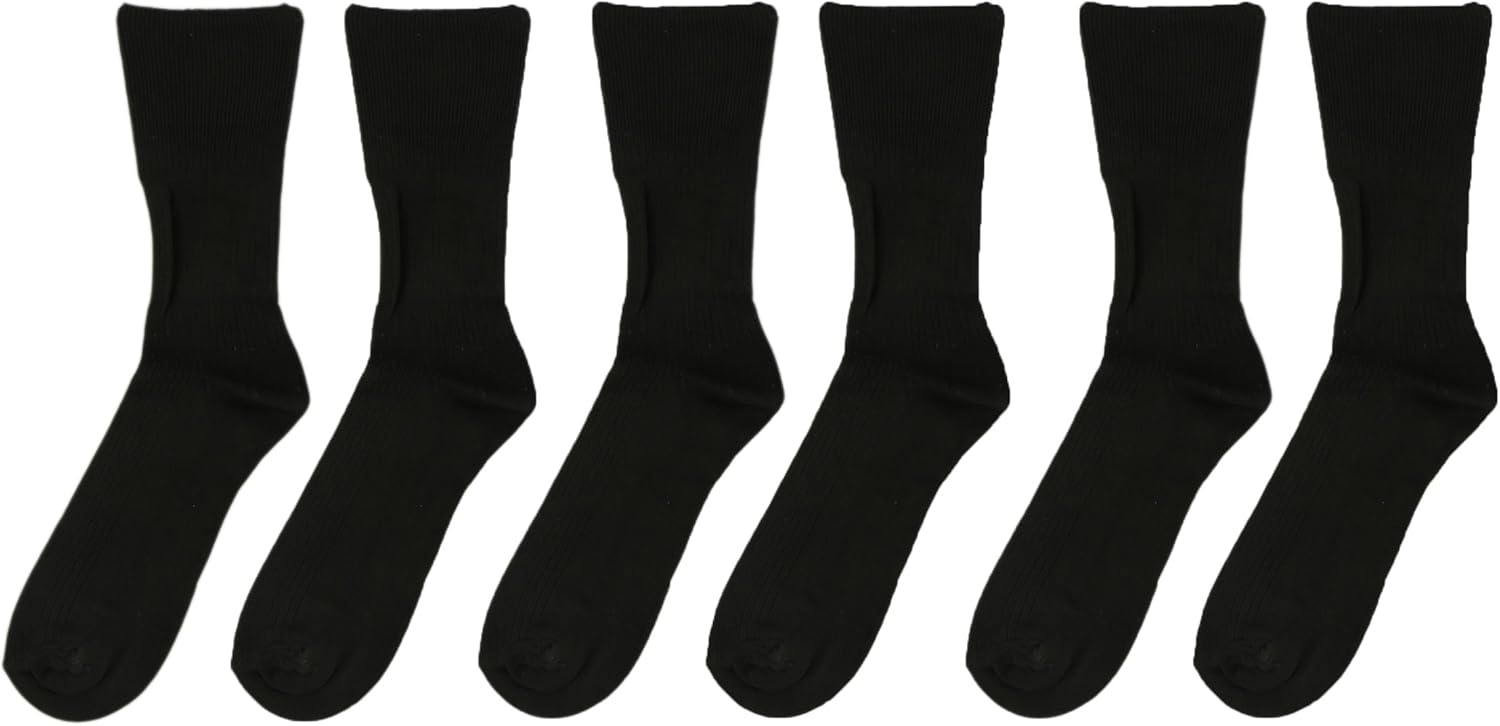 6 Pairs Of Men's Bamboo Loose Wide Top Socks, Super Soft Diabetic Non