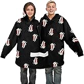 WEFONLLICOS Matching Couples Pajamas Hoodies Funny Couple Onesie Two Person Flannel Blanket Clothes for Adult Bf and Gf