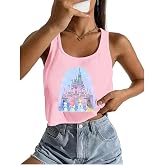 AMWIPE Magical Tank Tops for Women Magic Princess Shirt Magic Kingdom Graphic Tee Holiday Sleeveless Crop Tops