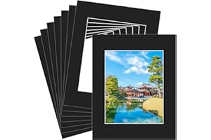 VOKOY 16 Pack 11x14 Black Picture Mats for 8x10 Pictures, Frame Mattes Display Photo Paper Frame Mat with White Core Bevel Cut for Photos Paintings Prints Posters Artworks