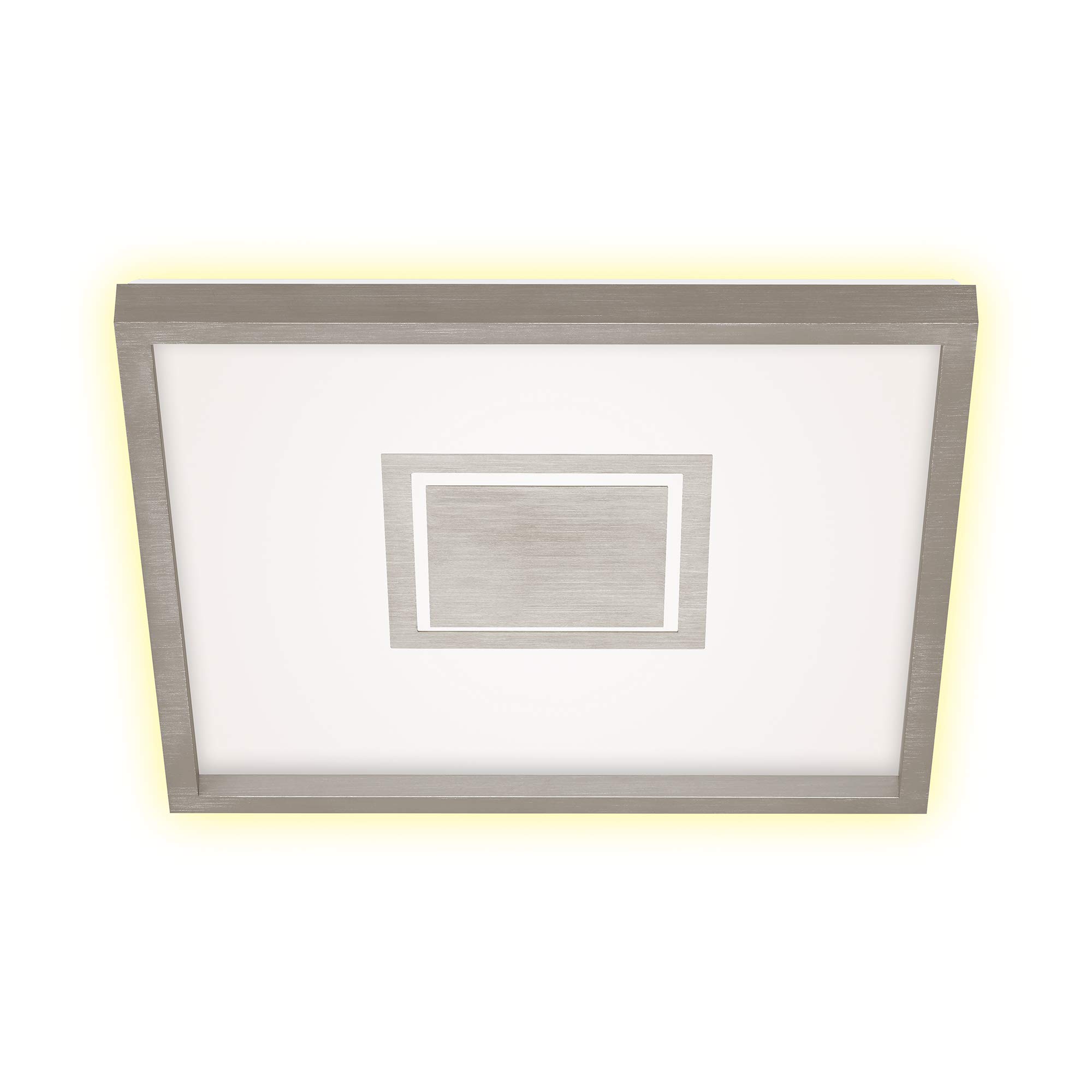 BRILONER Leuchten - LED Ceiling Light, Ceiling lamp incl. Backlight Effect, 22 watts, 3,000 lumens, 3,000 Kelvin, White/matt-Nickel, 423 x 423 x 39 mm (L x W x H)