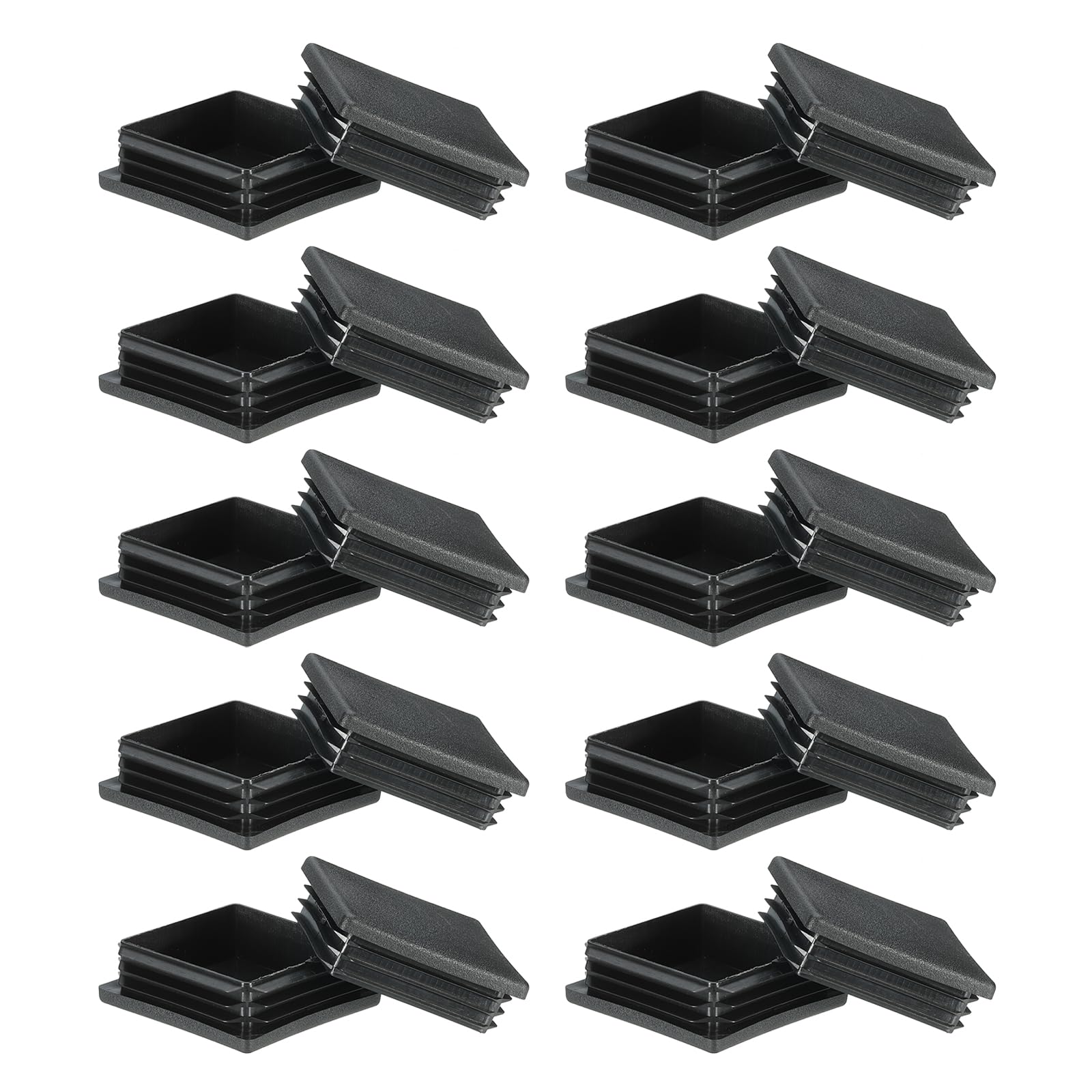 PATIKIL Square Plastic Hole Plugs 2.4inch, 20 Pack Tubing Insert End Cap for Square Metal Tubing Furniture Chair Leg Fence Post Pipe, Black