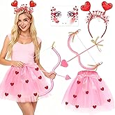 Beipegin Cupid Costume Cupid Bow and Arrow Tutu Heart Headband Valentines Outfits for Women Valentines Day Dress Up Accessories Party Props
