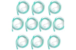 FOQITOXI 10 pcs Nasal Oxygen Cannula, Soft Touch, Each Individually Packaged Green Tubing