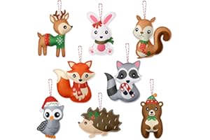 Levfla 8PCS Woodland Felt Forest Animals Spring Plush Hanging Decorations Double-Sided Design for Woodland Nursery Baby Shower Party Supplies Holiday Christmas Tree Table Centerpieces