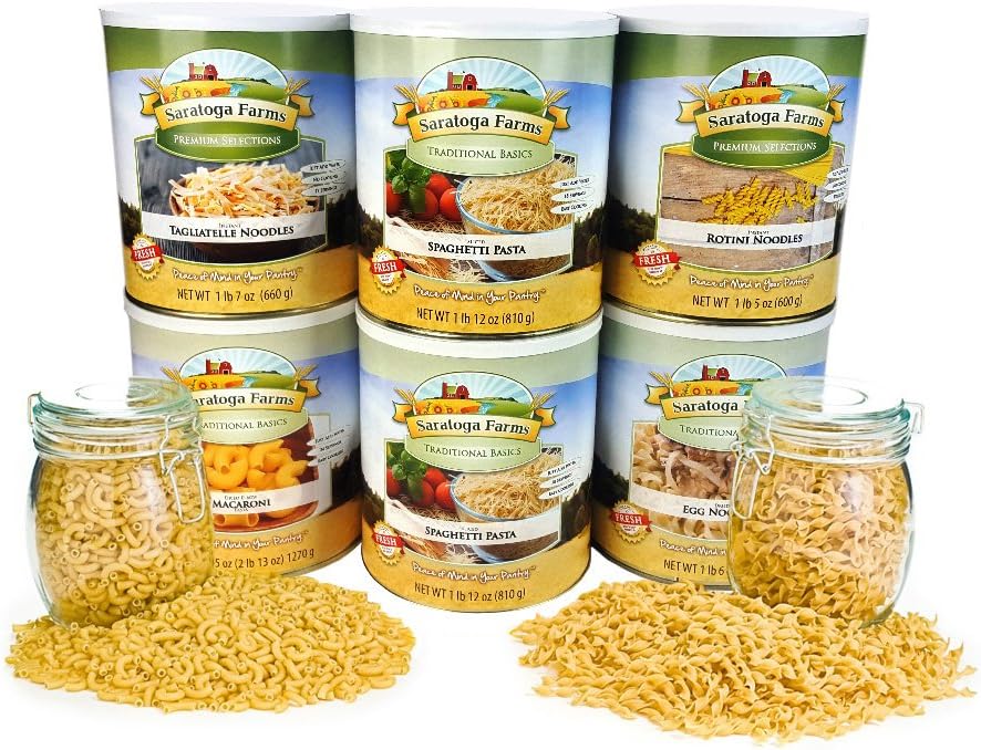 Saratoga Farms Pasta ReadyPack w/6#10 Cans of Dehydrated Pastas, 1 Food Storage with The Longest Shelf-Life