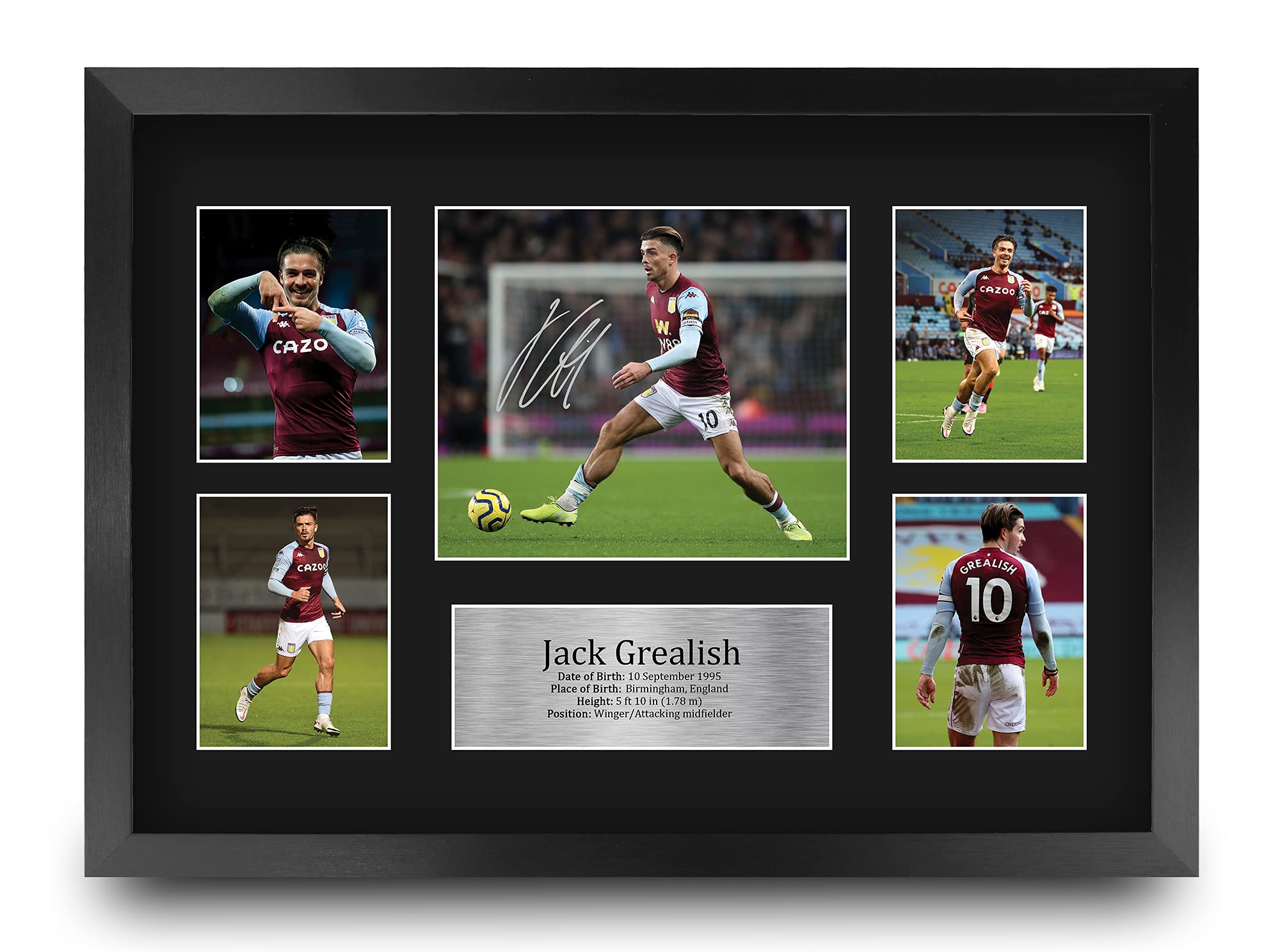 HWC Trading FR A3 Jack Grealish Aston Villa Printed Memorabilia Signed Autograph Photograph Display for Football Fans and Supporters - A3 Framed