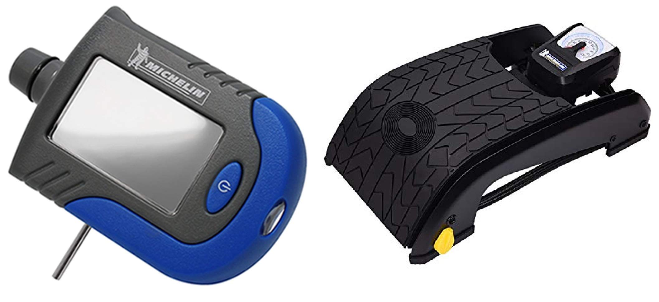 Michelin 12206 Analogue Double Barrel Foot Pump (Black) with MN-4203 Digital Tyre Gauge (Blue) Combo