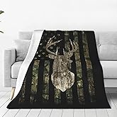 Camo Camouflage Hunting Deer American Flag Soft Warm Full Fleece Throw Blanket Flannel Fuzzy Travel Blankets All-Season Throws for Bed Sofa Women Gifts 50"X60"